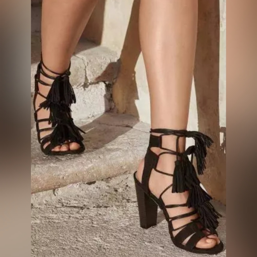 JustFab Tassel/Fringe Sandals